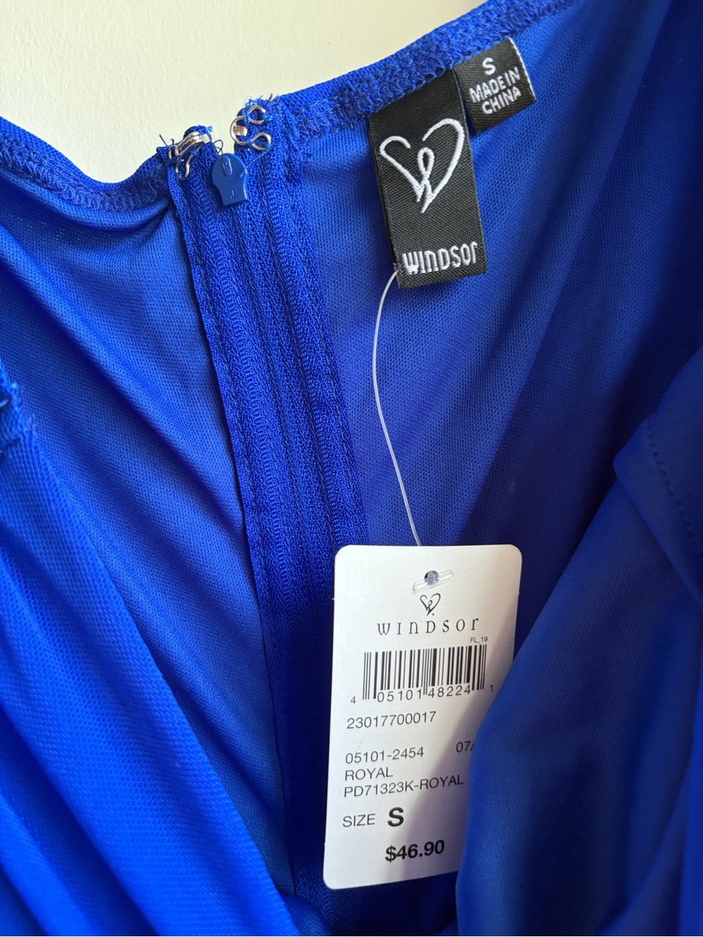 Windsor Blue Ruched Long Sleeve Bodycon Mini Dress Size S PD71323K-ROYAL - Picture 3 of 7